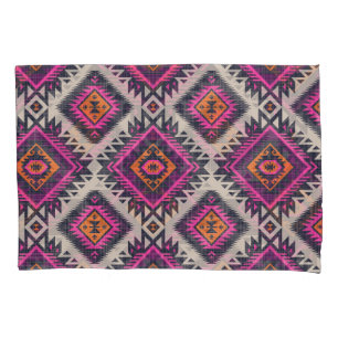 Retro colours, tribal Navajo design. Pillowcase