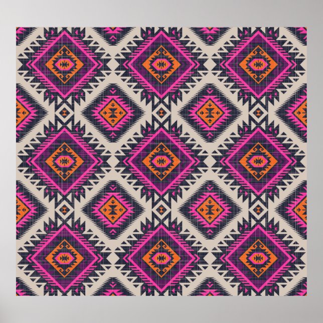Retro colours, tribal Navajo design. Poster (Front)