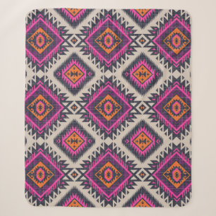 Retro colours, tribal Navajo design. Sherpa Blanket