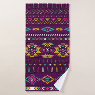 retro colours tribal vintage seamless navajo patte bath towel