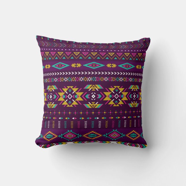 retro colours tribal vintage seamless navajo patte cushion (Front)