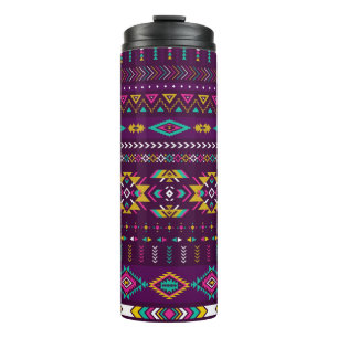 retro colours tribal vintage seamless navajo patte thermal tumbler