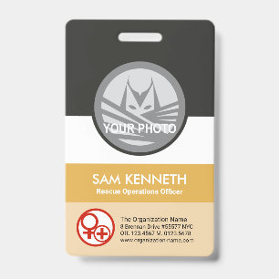 Retro Column Box Round Photo Template Staff ID Badge