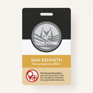 Retro Column Box Round Photo Template Staff ID ID Badge