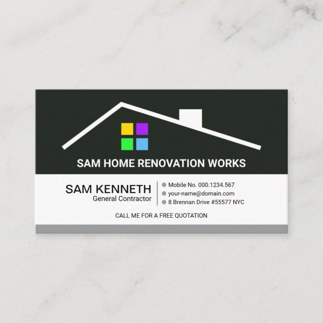 Retro Column Home Repair Construction Business Card (Front)