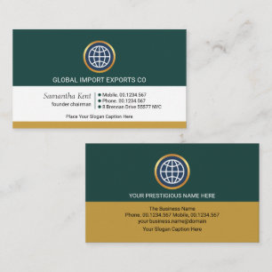 Retro Column Layers Gold Globe Business Card
