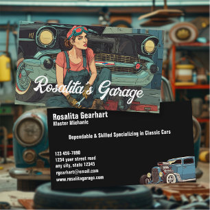 Retro Comic Auto Mechanic Business Card