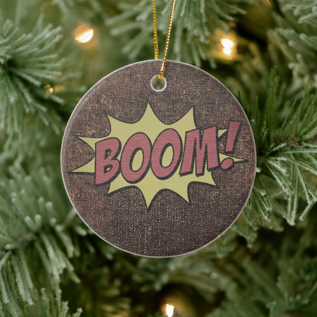 Retro Comic Book BOOM! - Pop Art Ceramic Ornament (Tree)