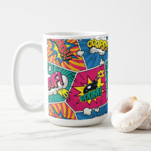 Retro Comic Book Pattern Boom Pop Art Coffee Mug
