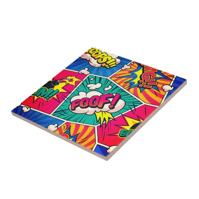 Retro Comic Book Pop Art Ceramic Tile Decor (Side)