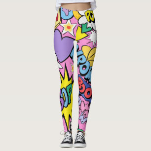 Retro Comic Book Pop Art Collage Leggings