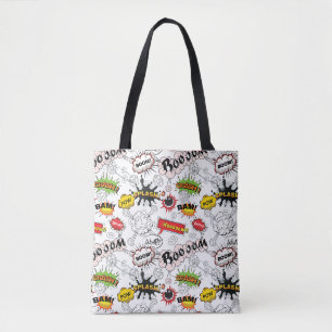 Retro Comic Book Pop Art Graphic Canvas Tote Bag