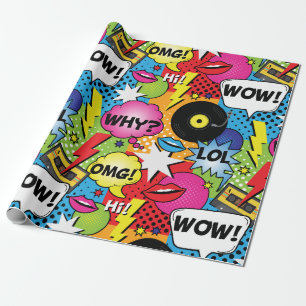 Retro Comic Book Pop Art Kids Birthday Wrapping Paper