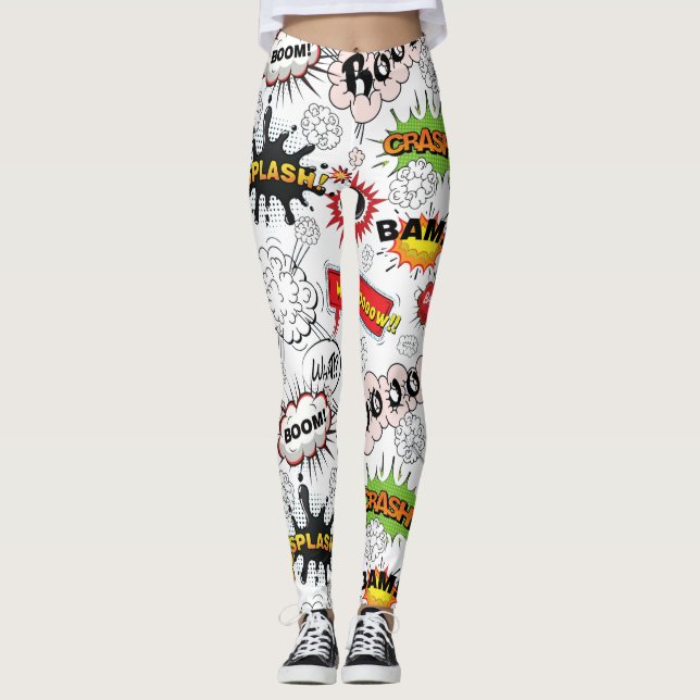  Retro Comic Book Pop Art  Leg Leggings (Front)