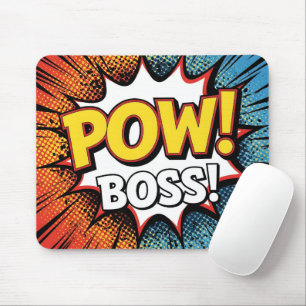 Retro Comic Book POW BOSS! Action Office Mouse Pad