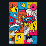 Retro Comic Book POW WOW - Modern Abstract Pop Art Poster<br><div class="desc">Step into a world where colour detonates and every moment is an event. This artwork isn't just a design; it's a vibrant tapestry that captures the electric energy and rebellious spirit of the 1960s Pop Art revolution. Each panel in this meticulously arranged grid tells its own story, weaving together a...</div>
