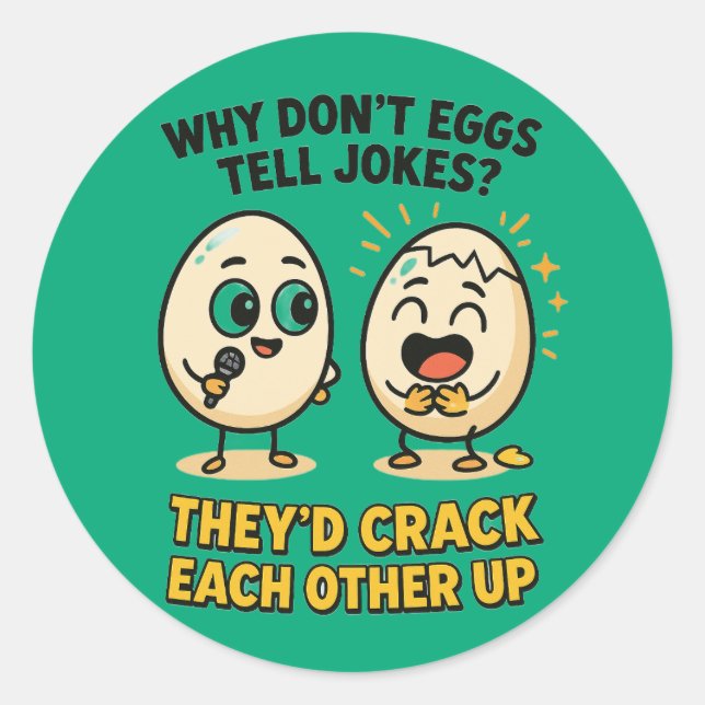 Retro-comic egg joke funny  classic round sticker (Front)