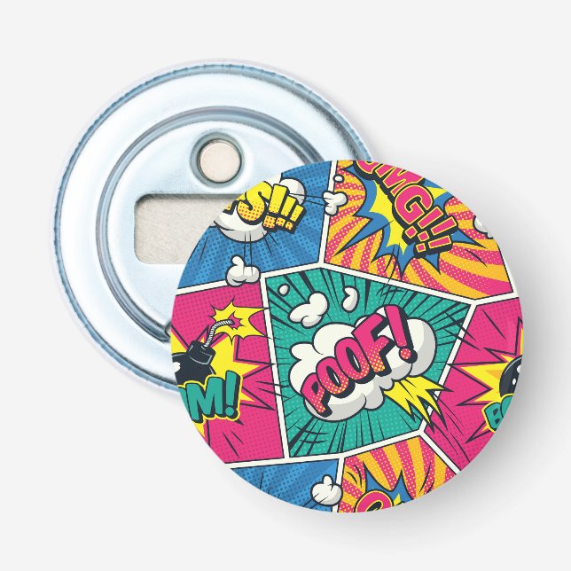 Retro Comic Explosion Colourful Pattern  Bottle Opener (Front)