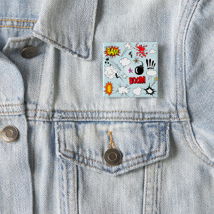 Retro Comic Explosion Pop Art 15 Cm Square Badge