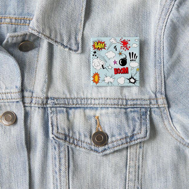 Retro Comic Explosion Pop Art 15 Cm Square Badge (Creator Uploaded)