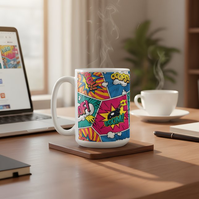Retro Comic Explosion - Vibrant Pop Art Coffee Mug (Creator Uploaded)