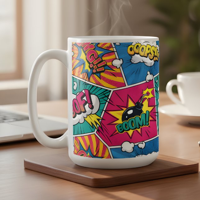 Retro Comic Explosion - Vibrant Pop Art Coffee Mug (Creator Uploaded)