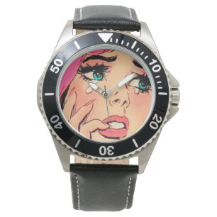 Retro Comic Girl Mens Watch
