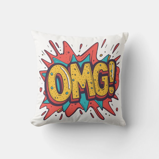 Retro Comic “OMG!” Pop Art Decorative Pillow (Front)