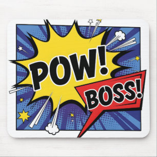 Retro Comic Pop Art POW BOSS! Office Humour Mouse Pad