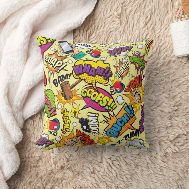 Retro Comic Pop Art Throw Pillow (Blanket)