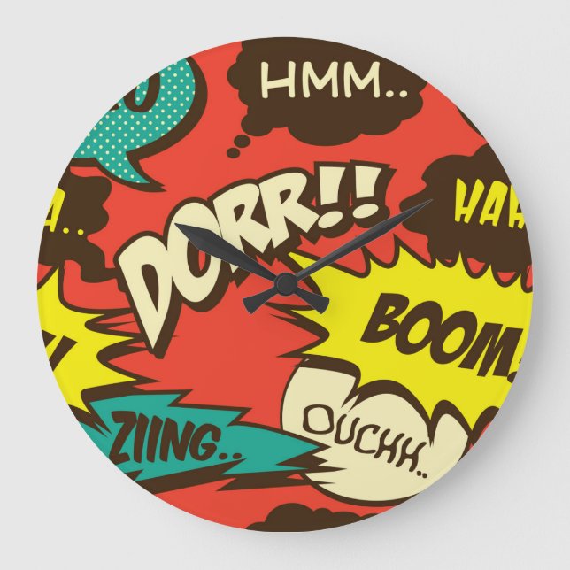Retro Comic Shout: Seamless Pattern. Large Clock (Front)