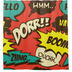 Retro Comic Shout: Seamless Pattern. Shower Curtain