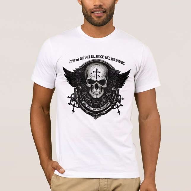Retro Comic Skull Graphic  T-Shirt (Front)