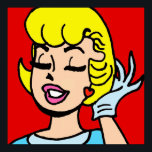 Retro Comic Strip Beauty Poster<br><div class="desc">Yowza! This Retro Comic Strip Beauty Poster features a lovely blonde gal with pink lips and dark lashes on a red background. One gloved hand is visible as she tosses her yellow hair like the flirt she is. See ya in the funny papers!</div>