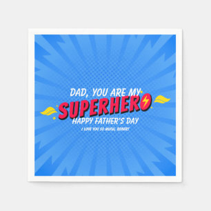 Retro Comic Superhero Father's Day Party Napkin