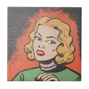 Retro Comic Woman - Pop Art Ceramic Tile