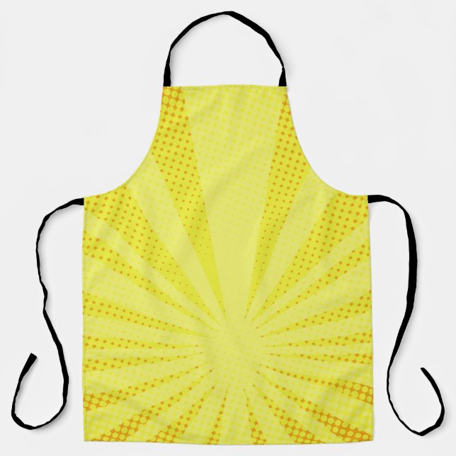retro comic yellow background raster gradient half apron (Front)