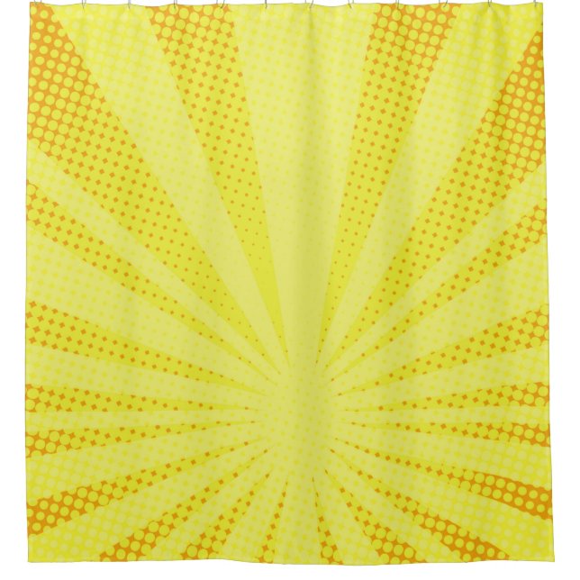 retro comic yellow background raster gradient half shower curtain (Front)