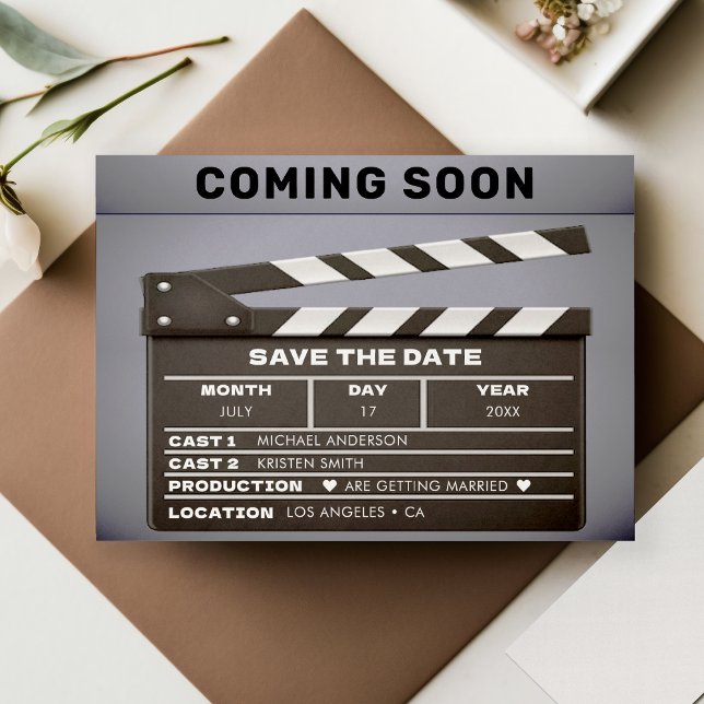 Retro Coming Soon Movie Film Clap Board Wedding Save The Date (Retro Coming Soon Movie Film Clap Board Wedding Save The Date)