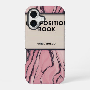Retro Composition Notebook Style Pink Swirl Case