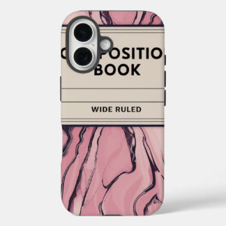 Retro Composition Notebook Style Pink Swirl Case