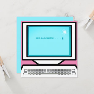 retro computer OFFICE PC message thank you card