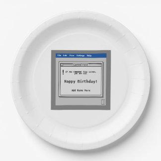 Retro Computer Screen Birthday Paper Plate