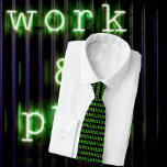 Retro Computing - Programming in Binary - Coders Tie<br><div class="desc">A machine code design in retro bright-green on black takes us right back to the foundations of technology,  computing and the internet. A great novelty gift for programmers,  coding students and enthusiasts of computer history.</div>