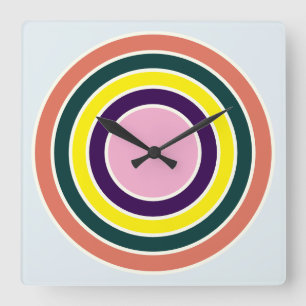 Retro Concentric Circle Pop Art Wall Clock