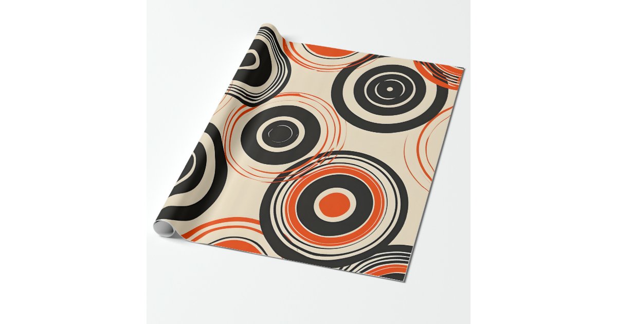 Retro Concentric Circles Wrapping Paper | Zazzle