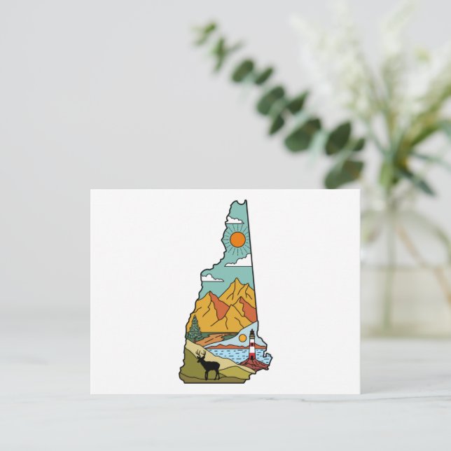 Retro Concord New Hampshire White Mountain Postcard (Standing Front)