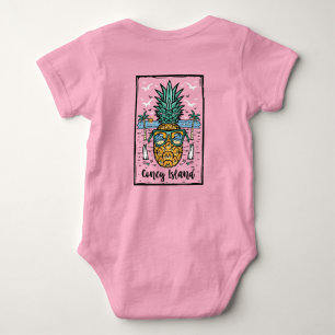 Retro Coney Island Beach artwork in both sides Baby Bodysuit