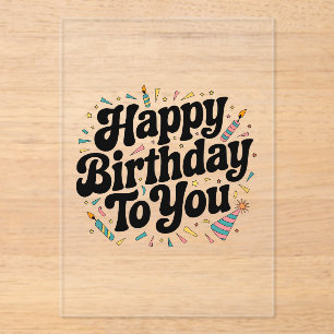 Retro Confetti Birthday Acrylic Invitations
