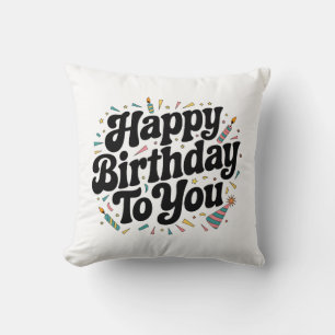 Retro Confetti Birthday Cushion